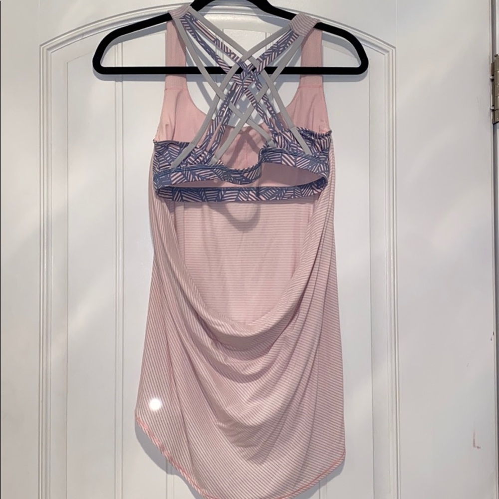 Pink and Grey Lululemon Tank Top with Sports Bra